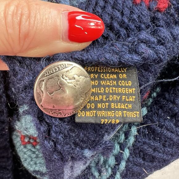 Vtg Eddie Bauer Sz M Navajo Native American Sweater Vest Buffalo Nickel Wool - Picture 5 of 9